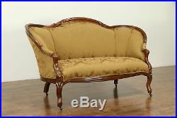 Victorian Antique Finger Carved Walnut Loveseat, New Upholstery #31770