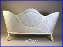 Victorian Antique Reproduction Off White Couch Sofa Settee
