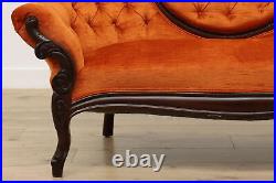 Victorian Antique Settee or Loveseat, Tangerine Upholstery #52307