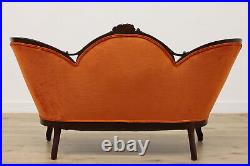 Victorian Antique Settee or Loveseat, Tangerine Upholstery #52307