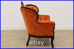 Victorian Antique Settee or Loveseat, Tangerine Upholstery #52307