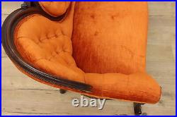 Victorian Antique Settee or Loveseat, Tangerine Upholstery #52307