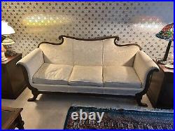 Victorian Antique Sofa, White, Wood base and Trim, This is a real Antique