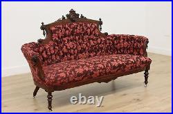 Victorian Antique Walnut Loveseat or Sofa, Carved Portrait #48358