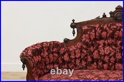 Victorian Antique Walnut Loveseat or Sofa, Carved Portrait #48358