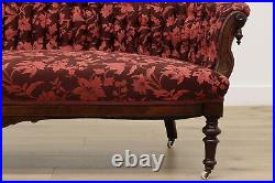 Victorian Antique Walnut Loveseat or Sofa, Carved Portrait #48358