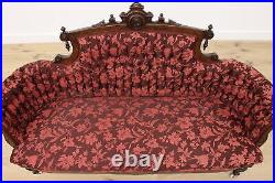 Victorian Antique Walnut Loveseat or Sofa, Carved Portrait #48358