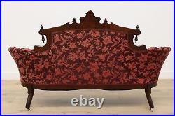 Victorian Antique Walnut Loveseat or Sofa, Carved Portrait #48358