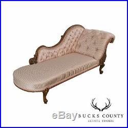 Victorian Antique Walnut Tufted Chaise Lounge