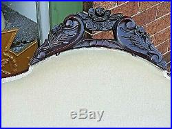 Victorian Antique ornate curved Wood carved Settee Sofa Love seat