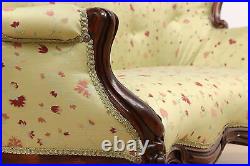 Victorian Carved Rosewood Antique Sofa Settee New Upholstery #45940