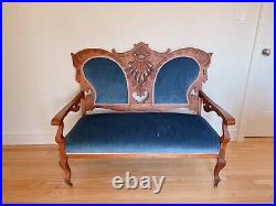 Victorian Carved Wooden Parlor Settee Love Seat