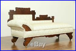 Victorian Eastlake Antique Walnut Fainting Couch or Chaise New Upholstery #31378