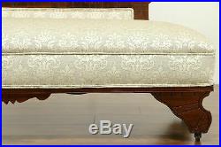 Victorian Eastlake Antique Walnut Fainting Couch or Chaise New Upholstery #31378