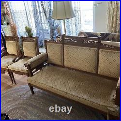 Victorian Eastlake Parlor Set Walnut Couch Settee And 2 Matching Chairs