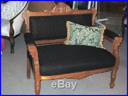 Victorian Eastlake Parlor Settee/Bustle chair, exceptional, new upholstery