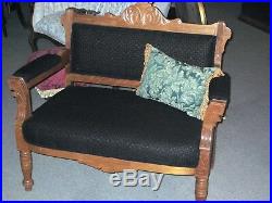 Victorian Eastlake Parlor Settee/Bustle chair, exceptional, new upholstery