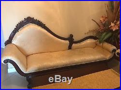 Victorian French Carved Settee Sofa Chaise, Wing Chair And Coffee Table Set