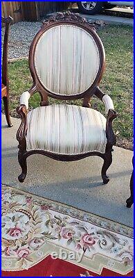 Victorian Furniture Trio Set -Armchairs and Settee- Parlor Furniture- Excellent