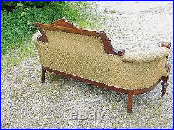 Victorian Lady face motif wood carved walnut ornate sofa couch settee