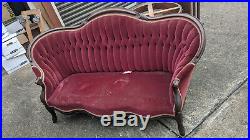 Victorian Late 1800s Loveseat Settee Sofa Couch and 2 his/her chair set