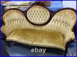 Victorian Mahogany Upholstered Sofa in Good Condition
