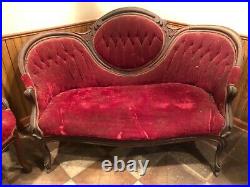 Victorian Parlor Sofa and Chair Set