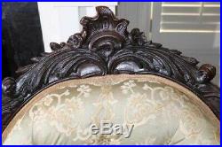 Victorian Rosewood Rococo Hand Carved Sofa Belter Style