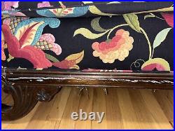 Victorian Settee. Hand carved Wood. Floral Pattern. Sofa/Couch. Vintage. Antique