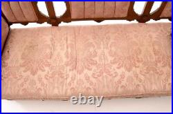Victorian Sofa circa late 19th century antique, Walnut frame pink foliate motif