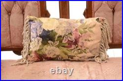 Victorian Sofa circa late 19th century antique, Walnut frame pink foliate motif