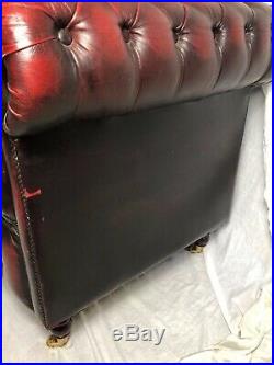 Victorian Style Large Tall Leather Chesterfield Sofa 4 Seater Settee Oxblood Red
