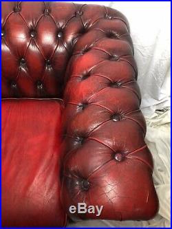 Victorian Style Large Tall Leather Chesterfield Sofa 4 Seater Settee Oxblood Red