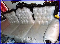 Victorian Style Sofa and Chair plus 2 Marble top Tables
