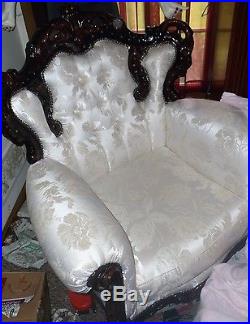 Victorian Style Sofa and Chair plus 2 Marble top Tables