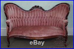 Victorian Style Solid Mahogany Frame Tufted Sofa