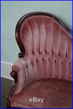 Victorian Style Solid Mahogany Frame Tufted Sofa