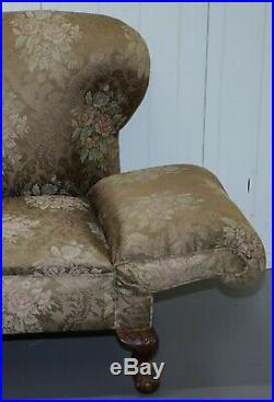 Victorian Three Piece Suite Drop Arm Sofa & Pair Of Armchairs Claw & Ball Feet