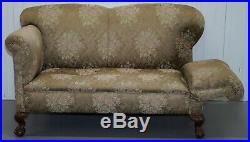 Victorian Three Piece Suite Drop Arm Sofa & Pair Of Armchairs Claw & Ball Feet