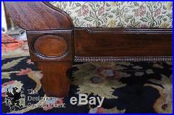 Victorian Walnut Camelback Floral Sofa Nail Head Empire Antique Settee 19th Cent