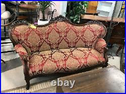 Victorian Walnut Camelback Sofa/Loveseat/Couch no shipping