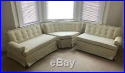 Vintage 1950s 3 Piece Upholstered Sofa Coach sectional Blue Mid Century Modern