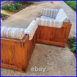 Vintage 1960-70s This End Up Wood Furniture 2 Matching Sofas Original Cushions