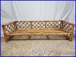 Vintage 1960's 70s Bamboo Rattan Long Sofa Couch Mid-Century signed Calif-Asia