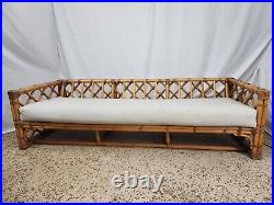 Vintage 1960's 70s Bamboo Rattan Long Sofa Couch Mid-Century signed Calif-Asia