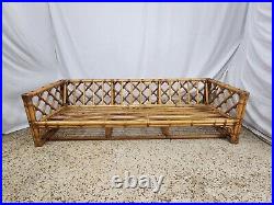 Vintage 1960's 70s Bamboo Rattan Long Sofa Couch Mid-Century signed Calif-Asia