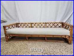 Vintage 1960's 70s Bamboo Rattan Long Sofa Couch Mid-Century signed Calif-Asia