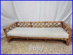 Vintage 1960's 70s Bamboo Rattan Long Sofa Couch Mid-Century signed Calif-Asia