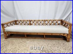 Vintage 1960's 70s Bamboo Rattan Long Sofa Couch Mid-Century signed Calif-Asia