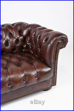 Vintage 1960s Chesterfield Tufted Leather Sofa